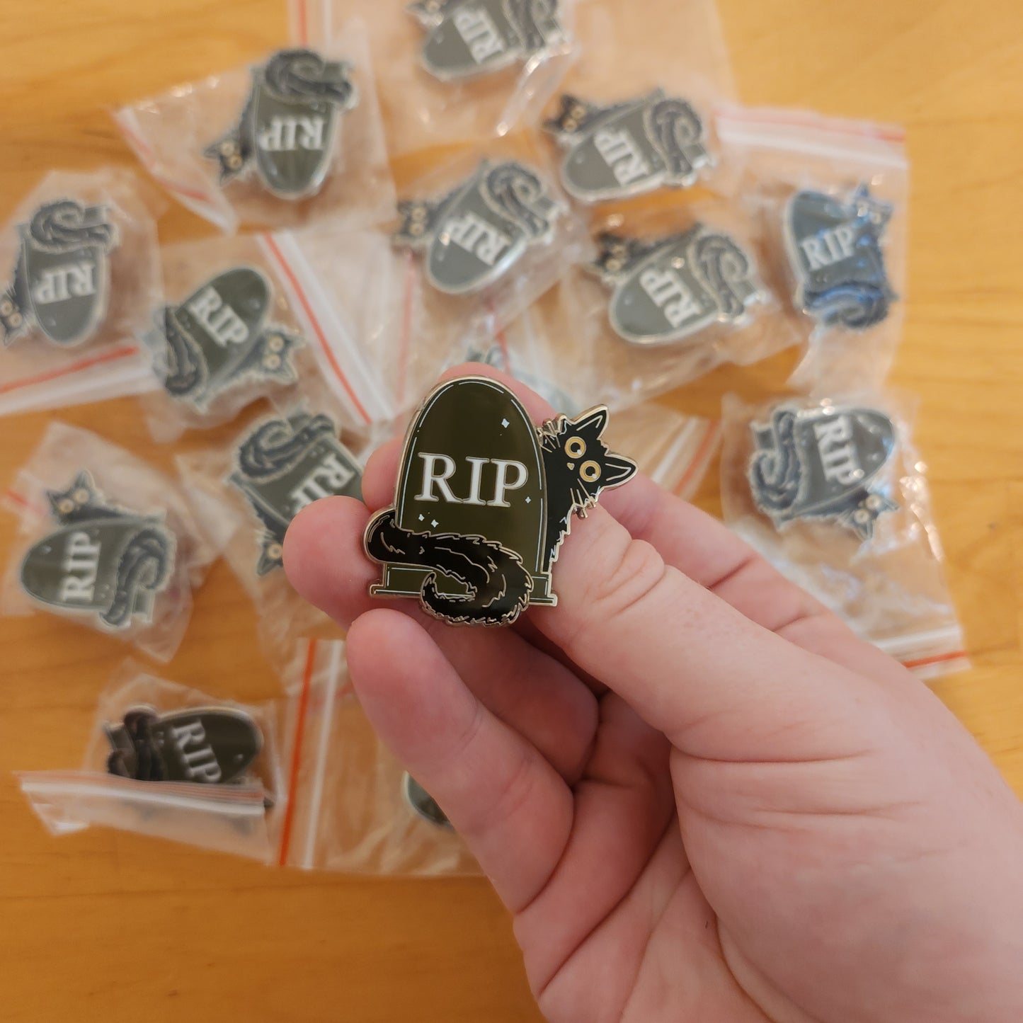 Gravestone Cat Enamel Pin