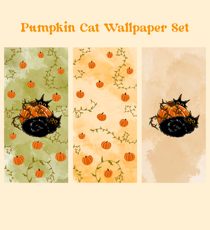 Pumpkin Cats Wallpaper Set