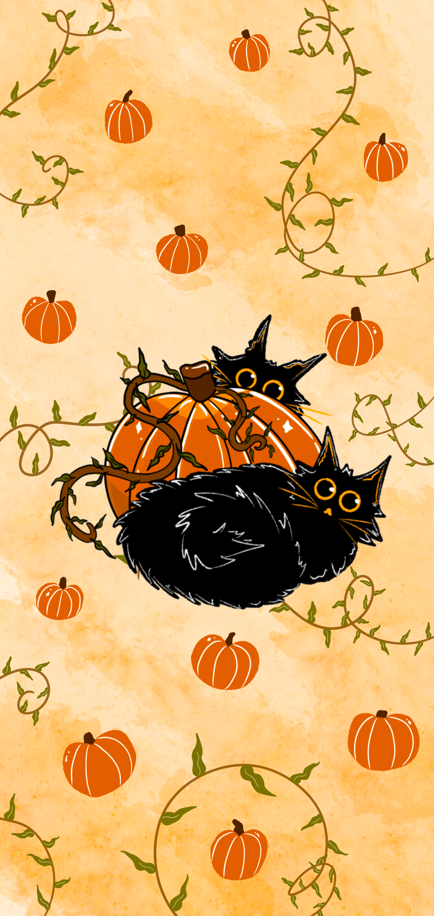 Pumpkin Cats Wallpaper Set