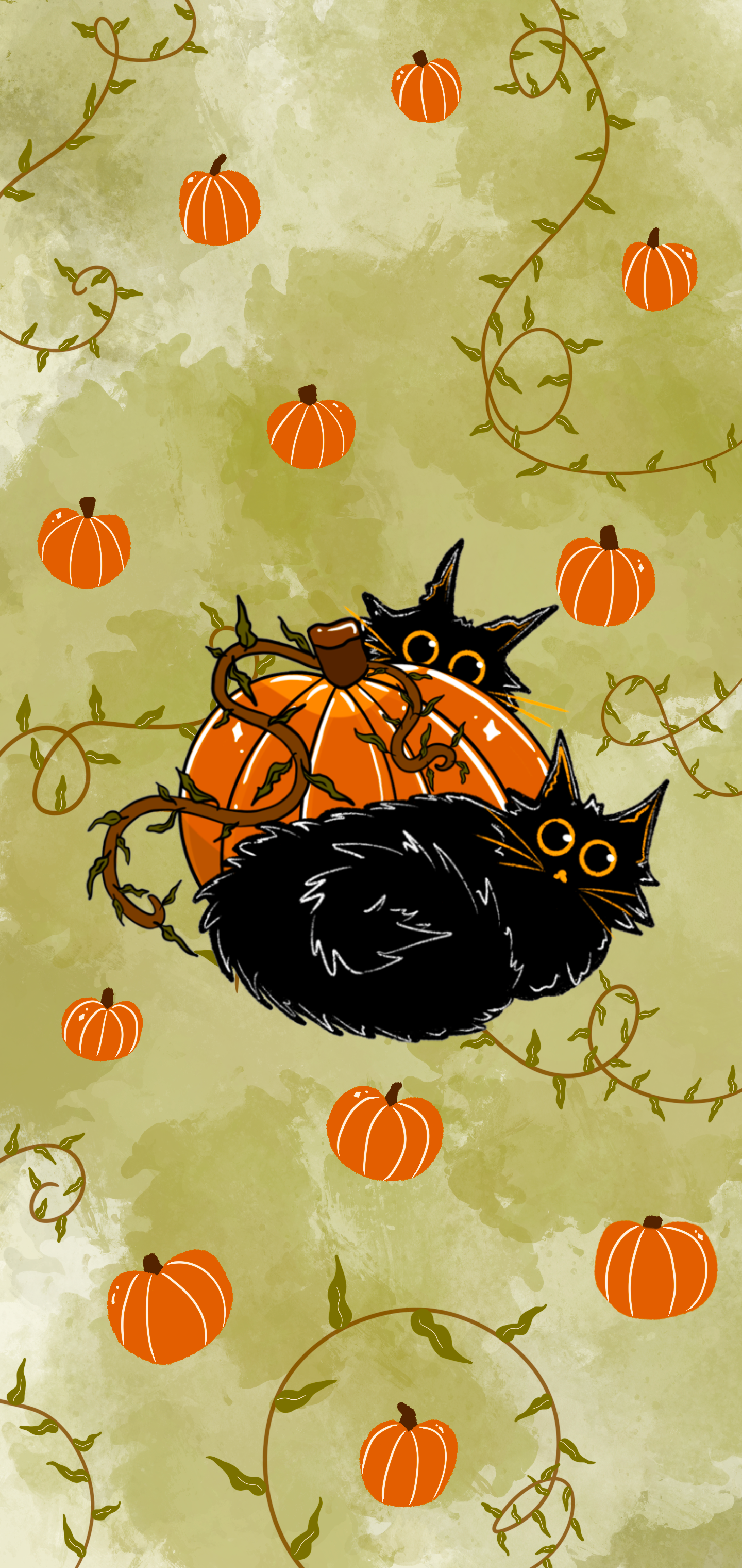 Pumpkin Cats Wallpaper Set