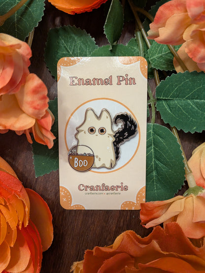 Ghost Cat Enamel Pin