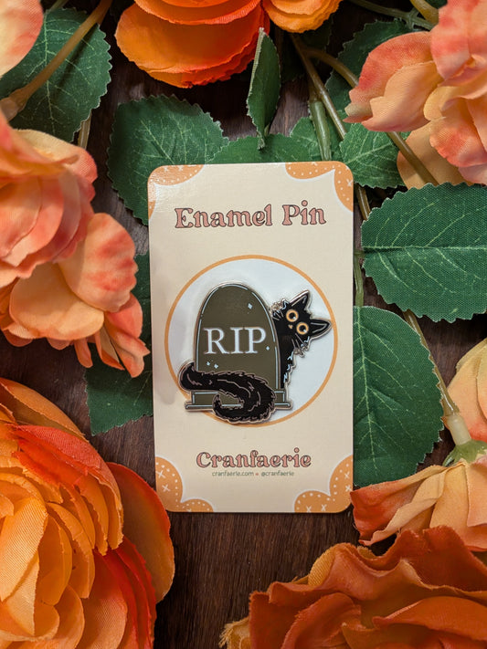 Gravestone Cat Enamel Pin