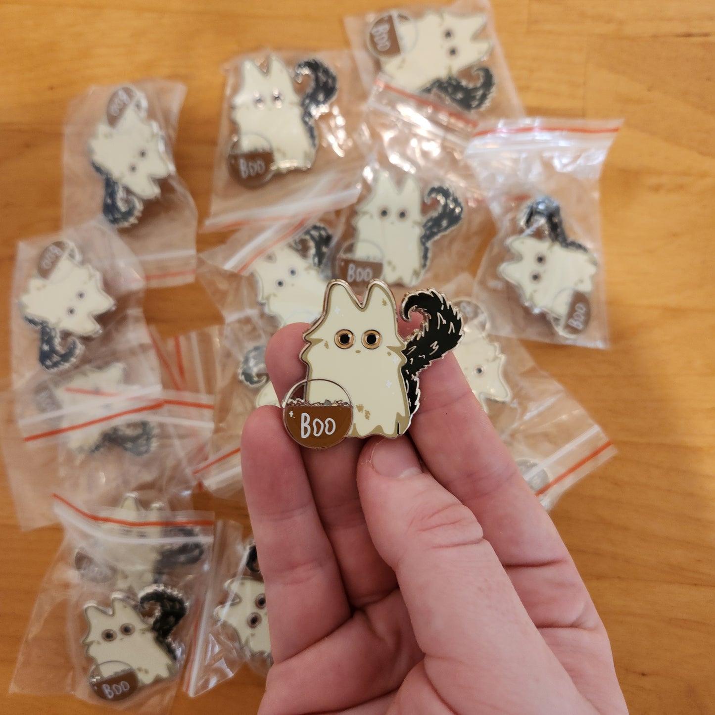 Ghost Cat Enamel Pin